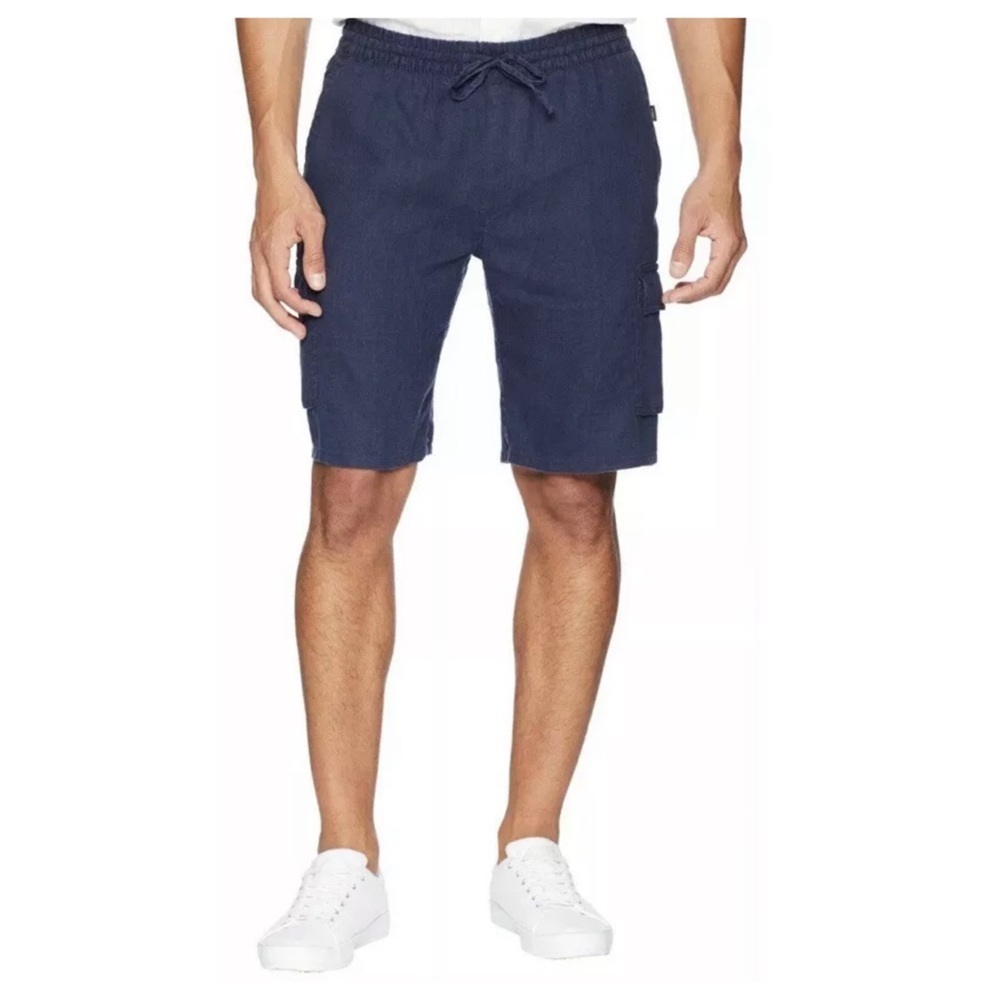ONIA Navy Blue Tom Cargo Drawstring Shorts Cotton Linen Blend, Size XL